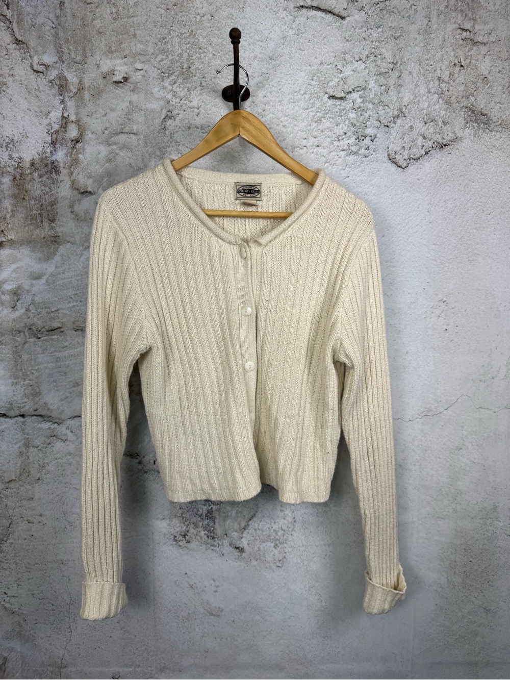 County Seat Cream Ribbed Button-Front Women’s Sweater Cardigan